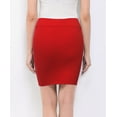 thumbnail image 3 of Made by Johnny Women's Elastic Waist Stretch Bodycon Midi Pencil Skirt Above The Knee Length Classic Skirt S RED, 3 of 5