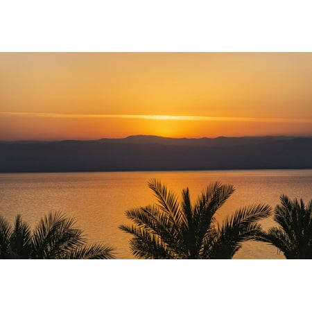 Jordan, Dead Sea. Sunset over the Dead Sea with the Mountains of Israel Beyond. Print Wall Art By Nigel