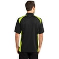 thumbnail image 2 of CornerStone Select Snag Proof Two Way Colorblock Pocket Polo-L (Black/ Shock Green), 2 of 6