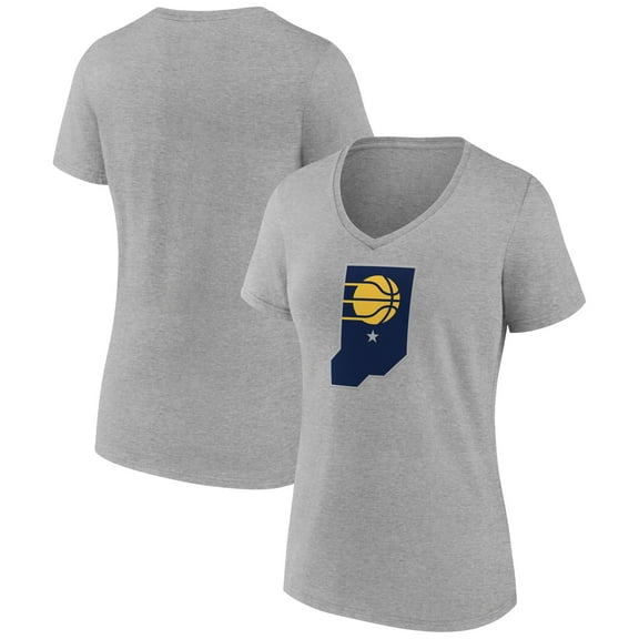 Women's Gray Indiana Pacers Alternate Logo V-Neck T-Shirt