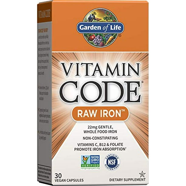 Garden of Life Iron Complex Vitamin Code Raw Iron Whole Food Vitamin