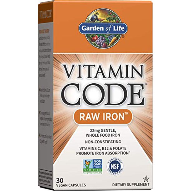 Garden of Life Iron Complex Vitamin Code Raw Iron Whole Food Vitamin