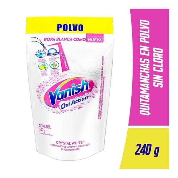 Quitamanchas en Polvo Vanish Oxi Action Crystal White para Ropa Blanca Repuesto de 240 g