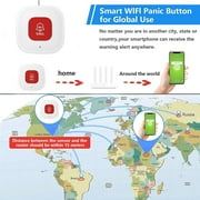 WiFi Caregiver Call Button for Elderly at Home — Portable Life Alert System with App Notification — No Monthly Fees — Indoor Use — Easy One-Touch Operation — Includes Lanyard