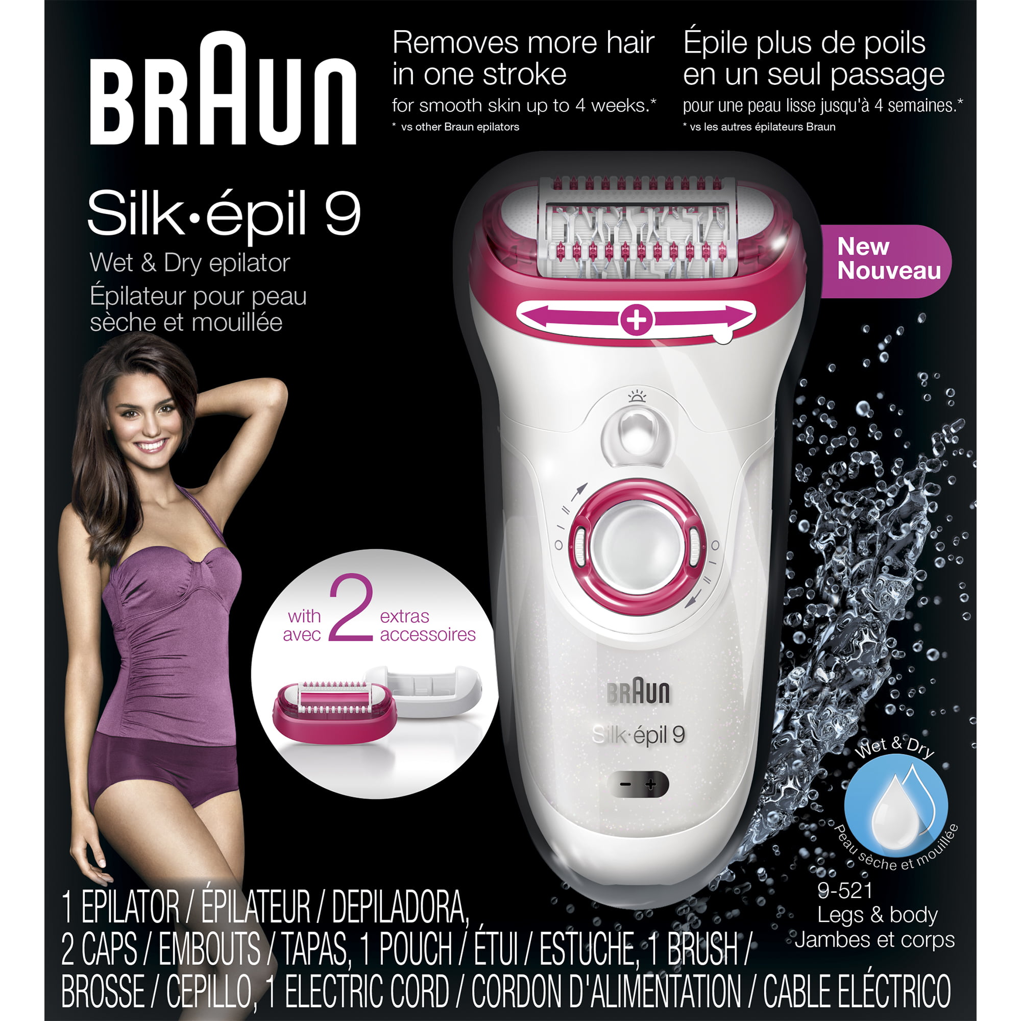 Braun Silk-epil 9 9-521 Wet & Dry Women's Cordless Epilator