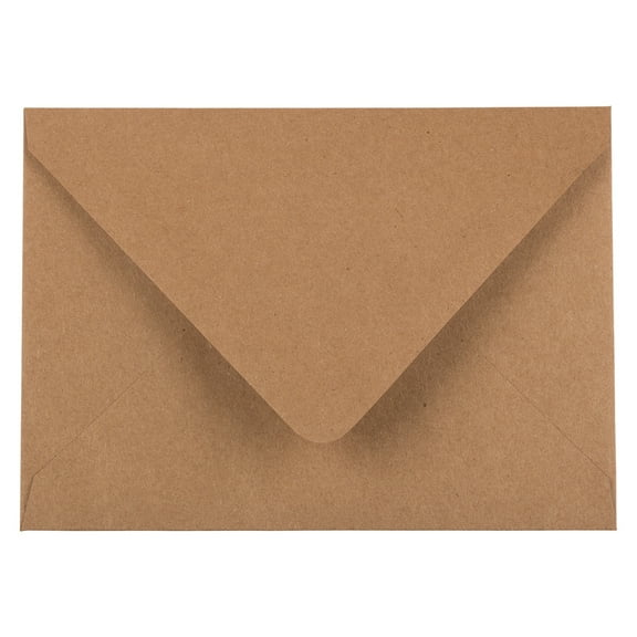 JAM Paper A6 V-Flap Envelopes, 4 3/4 x 6 1/2, Brown Kraft, 50/Pack