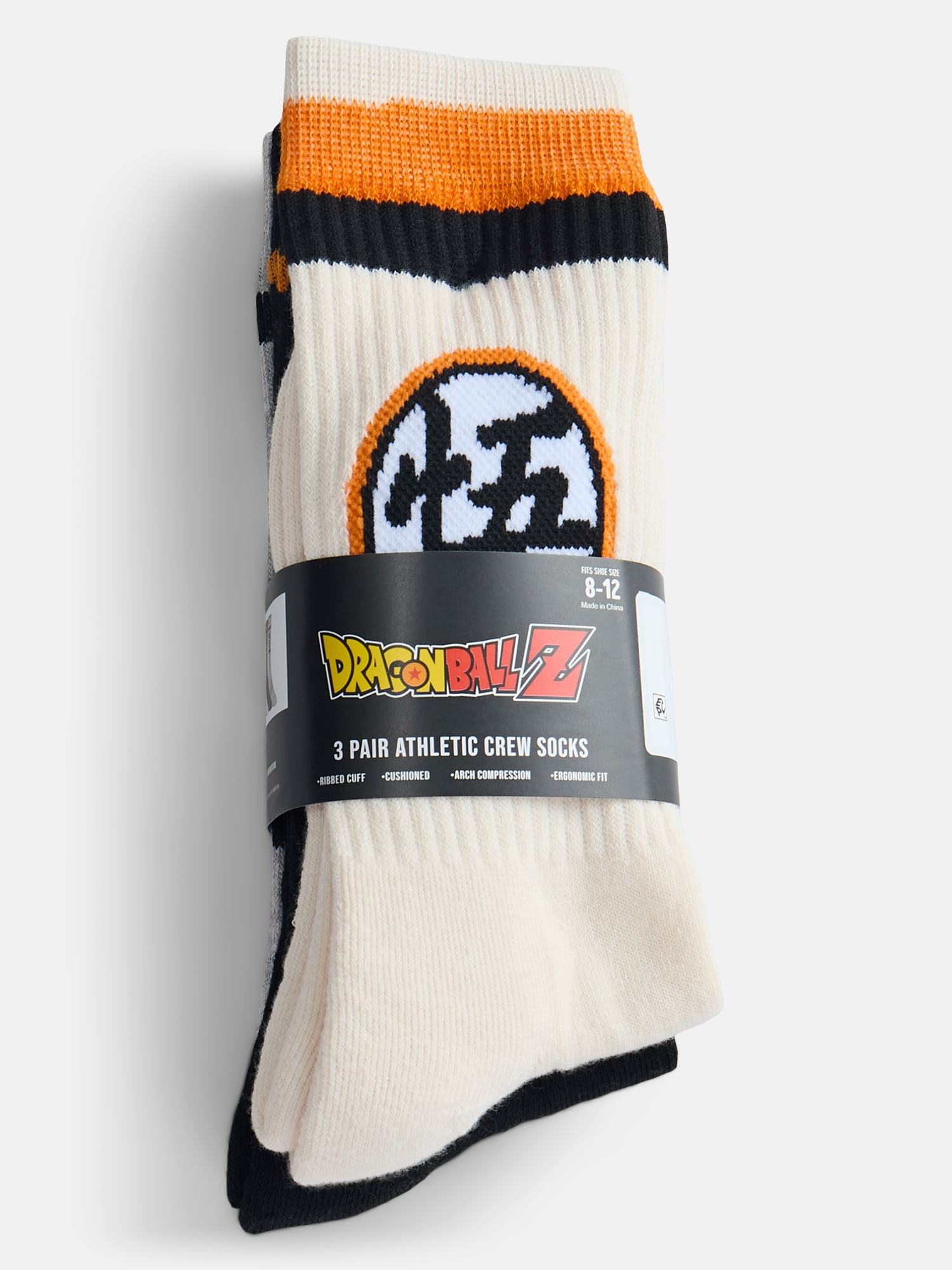 Dragon Ball Z Men's Athletic Crew Socks, 3-Pack, Sizes 8-12