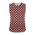 thumbnail image 5 of LNWUY Crew Neck Tank Tops for Women Loose Fit Sleeveless Top Summer T-Shirts Polka Dots Tunic Blouses to Wear with Leggings Red M, 5 of 6