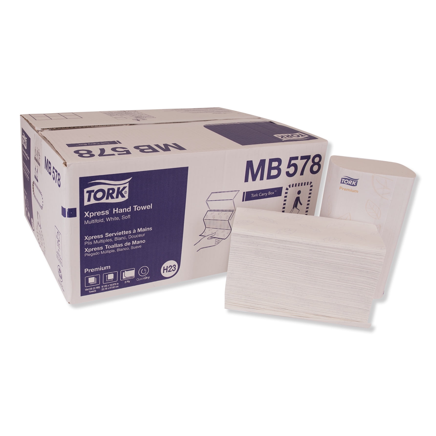 Tork Premium Soft Xpress 3-Panel Multifold Hand Towels, 9.13 x 10.88, 135/Packs, 16 Packs/Carton -TRKMB578