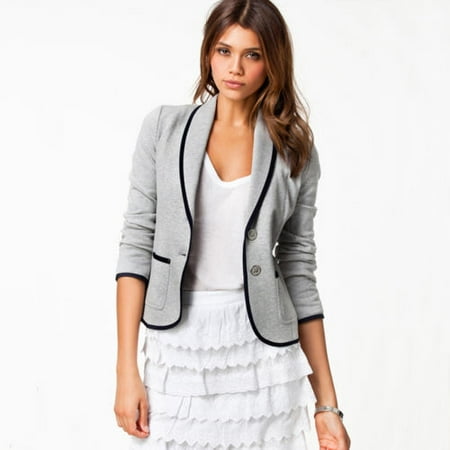 Womens Long Sleeve Casual Suit Coats Jacket Slim Fitted Blazer Tops Outerwear Cardigan Lapel
