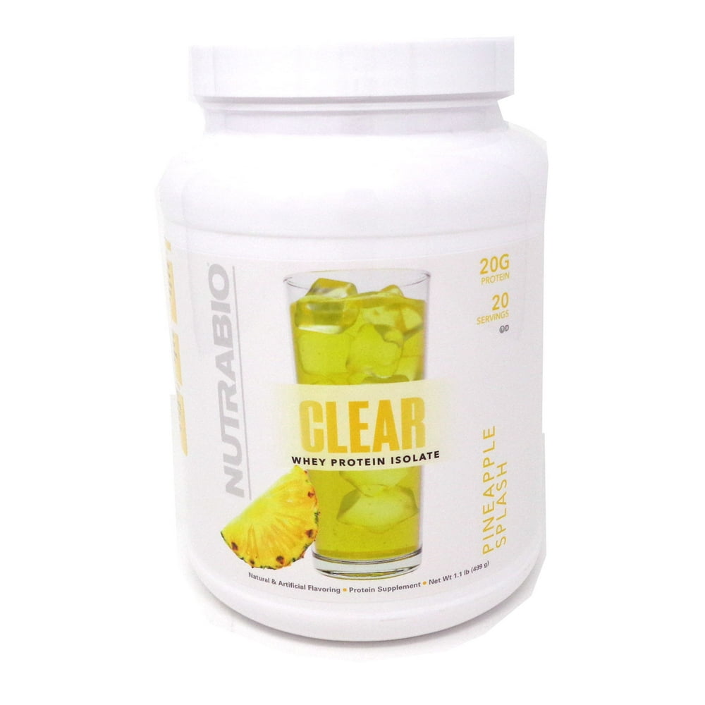 NutraBio Clear Whey Protein Isolate Pineapple Splash 20 Servings