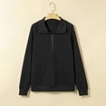 thumbnail image 5 of Women's Stand Collar Quarter Zip Fleece Pullover, Oversized Solid Color Long Sleeve Sweatshirt with Soft Comfort Fabric for 2025 Fall Fashion, Casual Daily Wear and Street Style Outfits Black L, 5 of 6