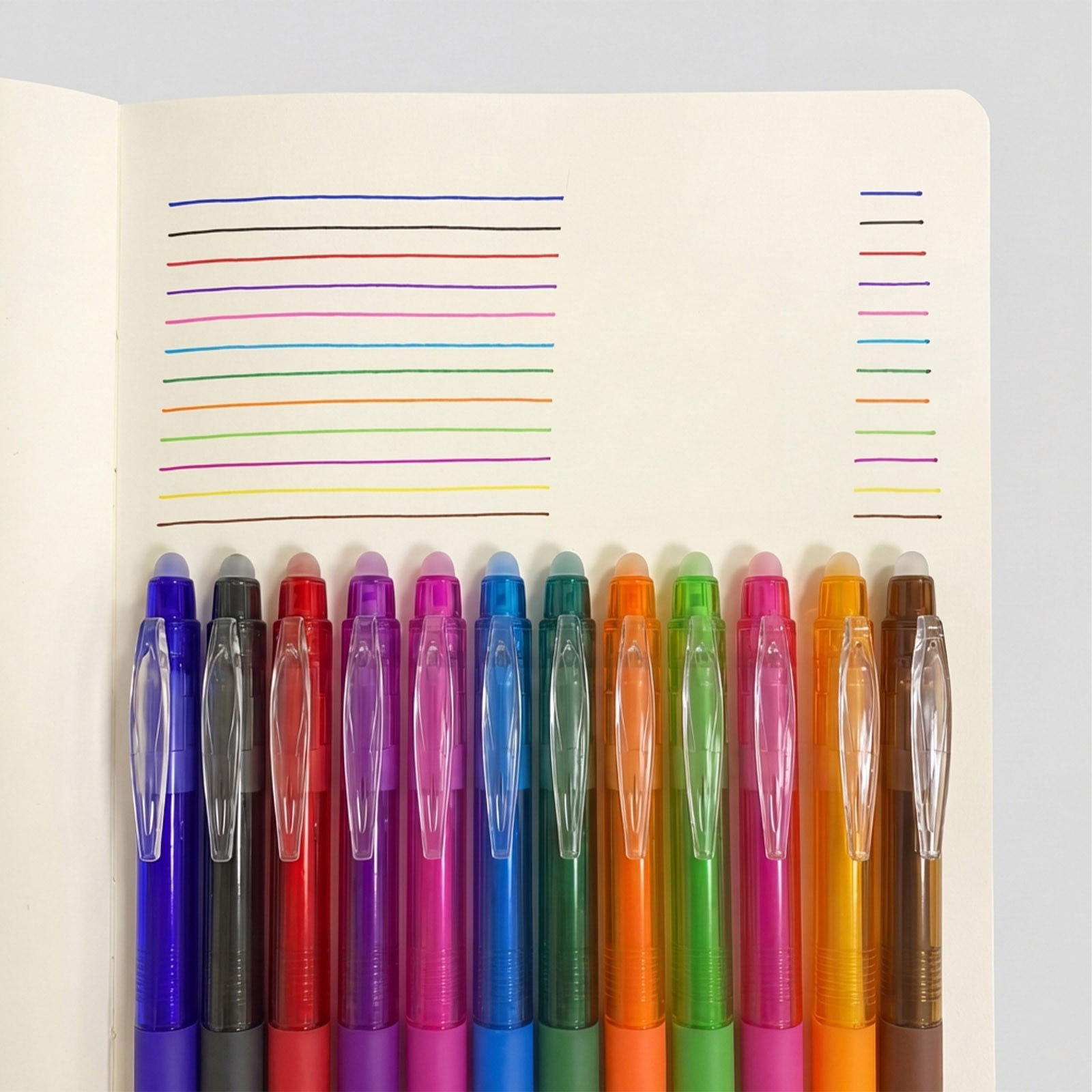 12-pack Retractable Erasable Gel Pens with Multi-color Thermal Sensitive Ink, 0.7mm Fine Point Pens for Office Note-taking, Journaling & Planning, AKLJWH