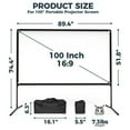thumbnail image 6 of GT GETCO TECH Portable Projector Screen and Stand, 100 inch Outdoor Projector Screen, 16:9 4K HD Movie Screen, Support Double Sided Projection, 6 of 10