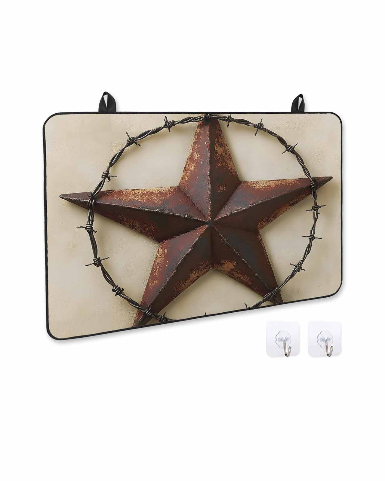nqOlkjepod Large Induction Cooktop Protector Mat 24"x21", Brown Star Country Stove Top Covers for Electric Stove, Vintage Farmhouse Retro Western Art Stove Burner Cover Mats, Glass Top Stove Cover