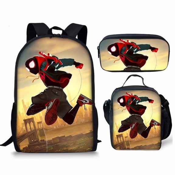 3 Piece Backpack Set with Utility Bag & Pouch, Lightweight Multi-Pocket Daypack, Colorful Artistic Print Travel Carryall for Commuting & Everyday Use