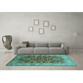 thumbnail image 3 of Ahgly Company Indoor Square Oriental Turquoise Blue Industrial Area Rugs, 6' Square, 3 of 4