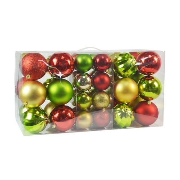 Jeco 40 Piece Christmas Tree Ornament Set in Red Green and Gold