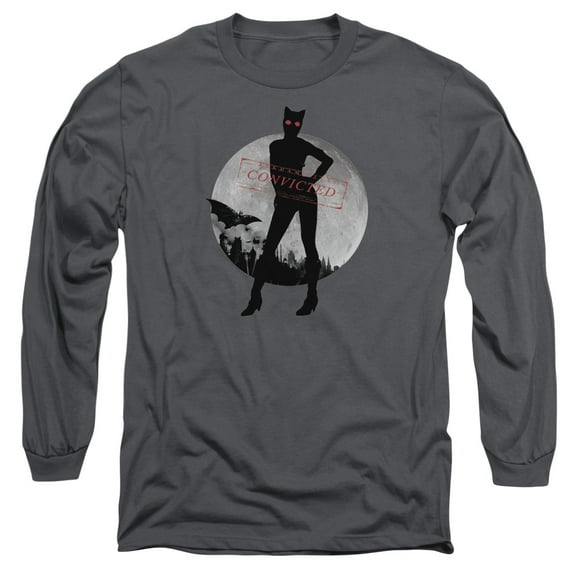 Batman Arkham City Catwoman Convicted Long Sleeve Adult 18/1 T-Shirt Charcoal