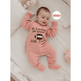 thumbnail image 4 of BemeyourBBs Newborn Baby Girls Football Outfit Rib Knit Romper Rubby Letter Embroidery Long Sleeve Jumpsuit with Headband Set, 4 of 9