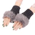 thumbnail image 2 of SPRING PARK 1 Pair Women Outdoor Winter Knitting Hand Warmer Breathable Girl Half Finger Gloves Hairy Mittens, 2 of 7