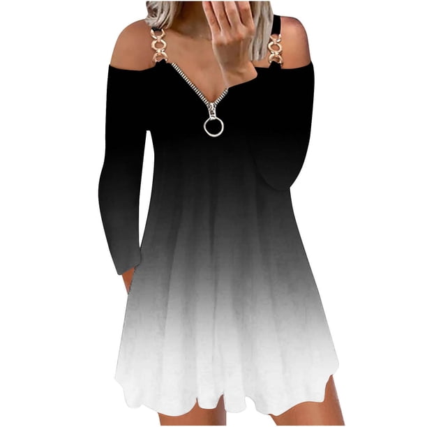 Vestidos Para Mujer Vestido Floral Trendy V Neck Zipper Tirantes Impreso Vestido de Manga Larga Odeerbi ODB183310