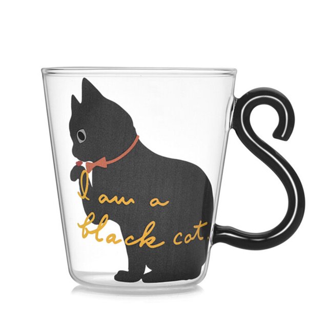 Black Cat Creative Kitty Cup Handle Coffee Cup