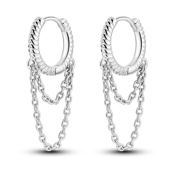 NARMO Original 925 Sterling Silver Snake Bone Pattern Chain Hoop Earrings for Women Jewelry Making
