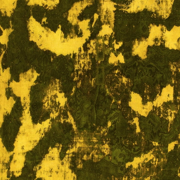 Ahgly Company Indoor Square Abstract Yellow Modern Area Rugs, 7' Square