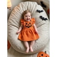 thumbnail image 6 of Loicainy Baby Toddler Girls Halloween Pumpkin Dress 6 12 18 24 Months 2T 3T 4T Casual Buttoned Shoulders Fly Sleeves Dresses for Cute Clothes, 6 of 9