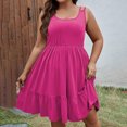 thumbnail image 1 of Ovzne Robes Grande Taille pour Femmes Rondes Robe d'Été Printemps Été Grande Taille Ample Couleur Unie Sans Manches Mi-Longue Robe d'Été en Liquidation, 1 of 7