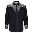 thumbnail image 2 of Mens Western Cowboy Shirt Embroidered Long Sleeve Button Down Shirts Casual Party Tops Light Gray M, 2 of 7