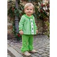 thumbnail image 3 of Cjfdfy Toddler Baby Girls Christmas Outfit Long Sleeve Plaid Tops With Bell Bottom 2 Piece Set Cute Santa Claus Christmas Tree Embroidery Christmas Fall Winter Clothes, 3 of 9