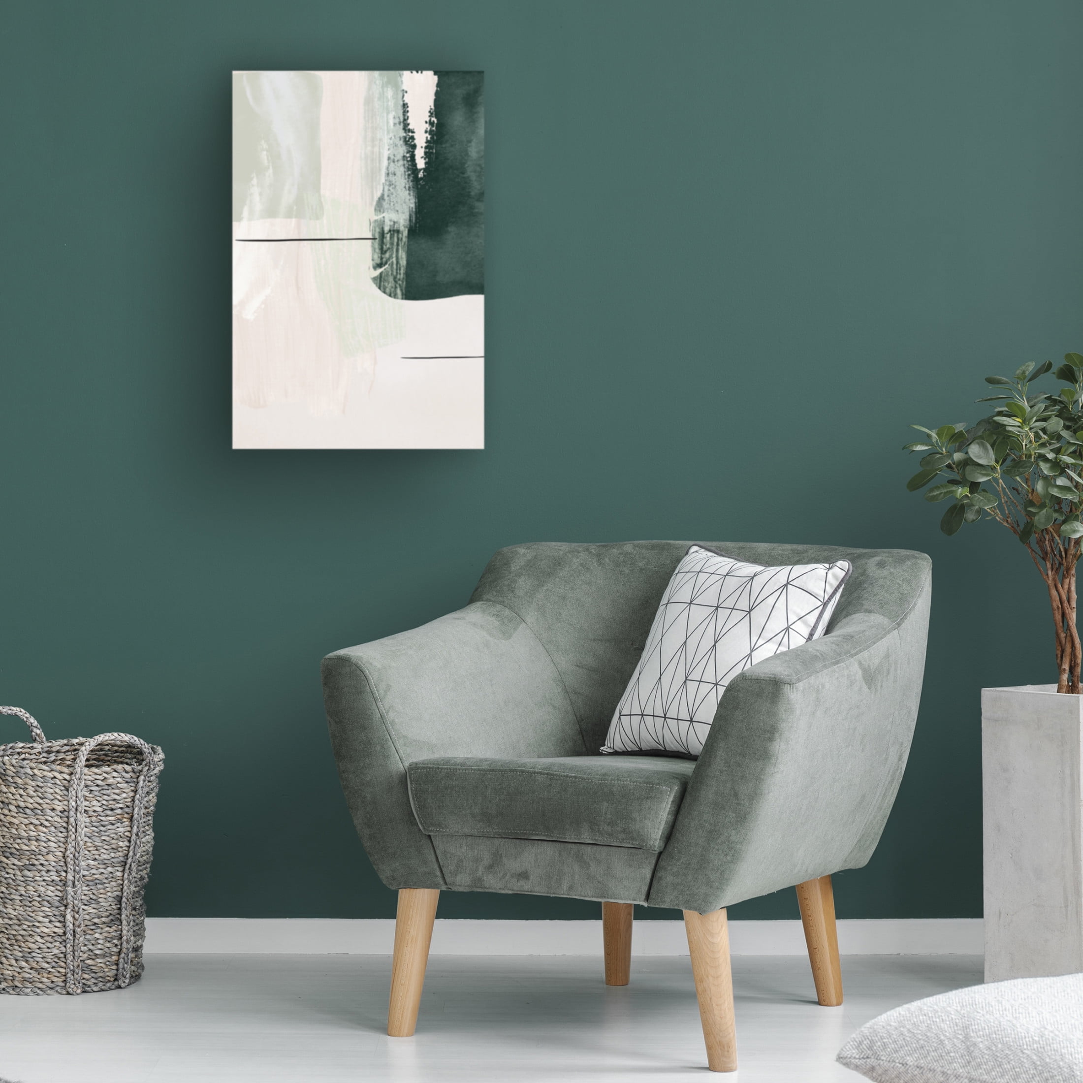 Trademark Fine Art Sally Ann Moss Abstract Shapes in Green 2 Canvas Wall Art