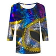 thumbnail image 4 of QATAINLAV Mardi Gras Shirt for Women O-Neck Loose Blouses Trendy Pullover Casual 3/4 Sleeve Tops Party Mask Printed Tshirts Multicolor XL, 4 of 6