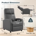 thumbnail image 2 of Korser Sillón Reclinable Push Back con Masaje y Calefacción, Silla Individual para Adultos con Reposapiés de Cuero Sintético para Sala de Estar, Gris, 2 of 6