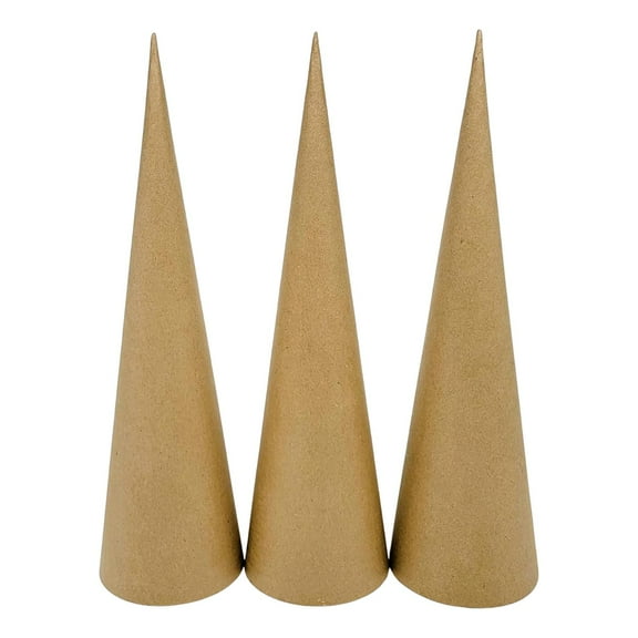 3 Pieces Paper Mache Cones Craft Cone Paper Cone 35cm Lightweight for DIY Christmas Holiday Gnome Projects