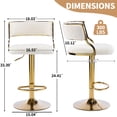 thumbnail image 5 of Zimtown Set of 2 Swivel Barstools, Luxe Padded 24" Counter Bar Stool Adjustable Height with Footrest for Kitchen Island, Bar, Dining Room, Beige & Gold, 5 of 7