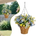 thumbnail image 2 of SSNTSY 11.8" x 17" Faux Hanging Flower Artificial Hanging Plants UV-Resistant Fake Hanging Basket Silk Colorful Morning Glory Outside Porch Patio Balcony Garden Home, 2 of 8