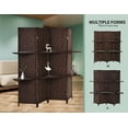 thumbnail image 5 of 4 Panels Room Dividers with 2 Removable Storage Shelves Folding Portable Partition Screen with Hand-Woven Rattan Design Wood Frame Fiber Privacy Screen with Shelves for Home and Office, 5 of 7