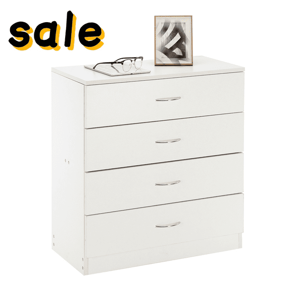 Hassch Simple End Table with Storage, Nightstand with 4 Drawers for Small Space, 25.98"L x 13"W x 28.5"H, White