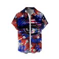 thumbnail image 1 of Camisas De Sport Para Hombre Hombres Verano Día de la Independencia Moda Ocio Playa Playa Botón de impresión digital 3D Camiseta de manga corta (H, XL), 1 of 5