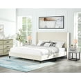 thumbnail image 2 of Roundhill Furniture Arles 3-Piece Upholstered Bedroom Set, Wingback Platform Bed with Two Nightstands, Beige Velvet, King, 2 of 12