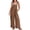 #01Brown, variant on Wide Leg Overalls for Women Loose Fit Casual Sleeveless Linen Jumpsuit Tie Straps Bib Summer Rompers with Pockets Gray S