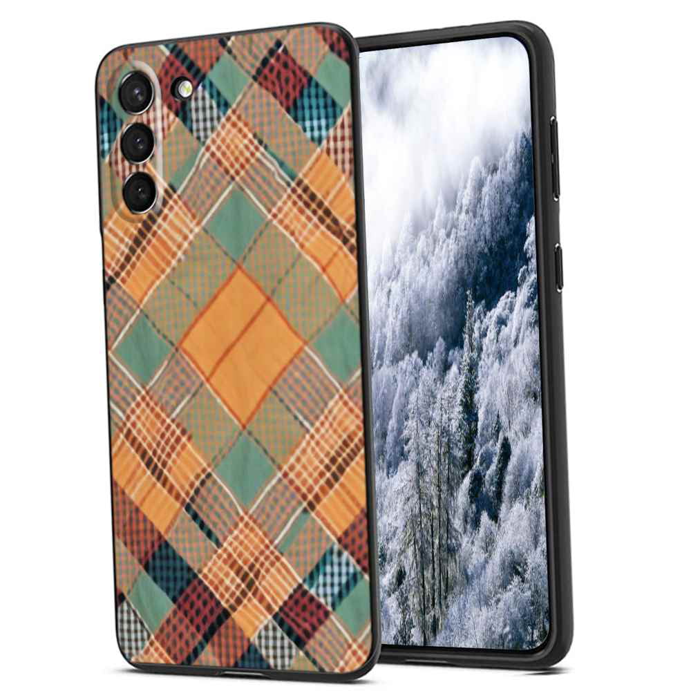 Harvest-Plaid-Fall-Colors-Autumn-Vintage-Check-Retro-Orange-Blue-Tartan-61  phone case for Samsung Galaxy S21 FE for Women Men Gifts,Soft silicone  Style Shockproof - Harvest-Plaid-Fall-Colors-Autumn-Vi 
