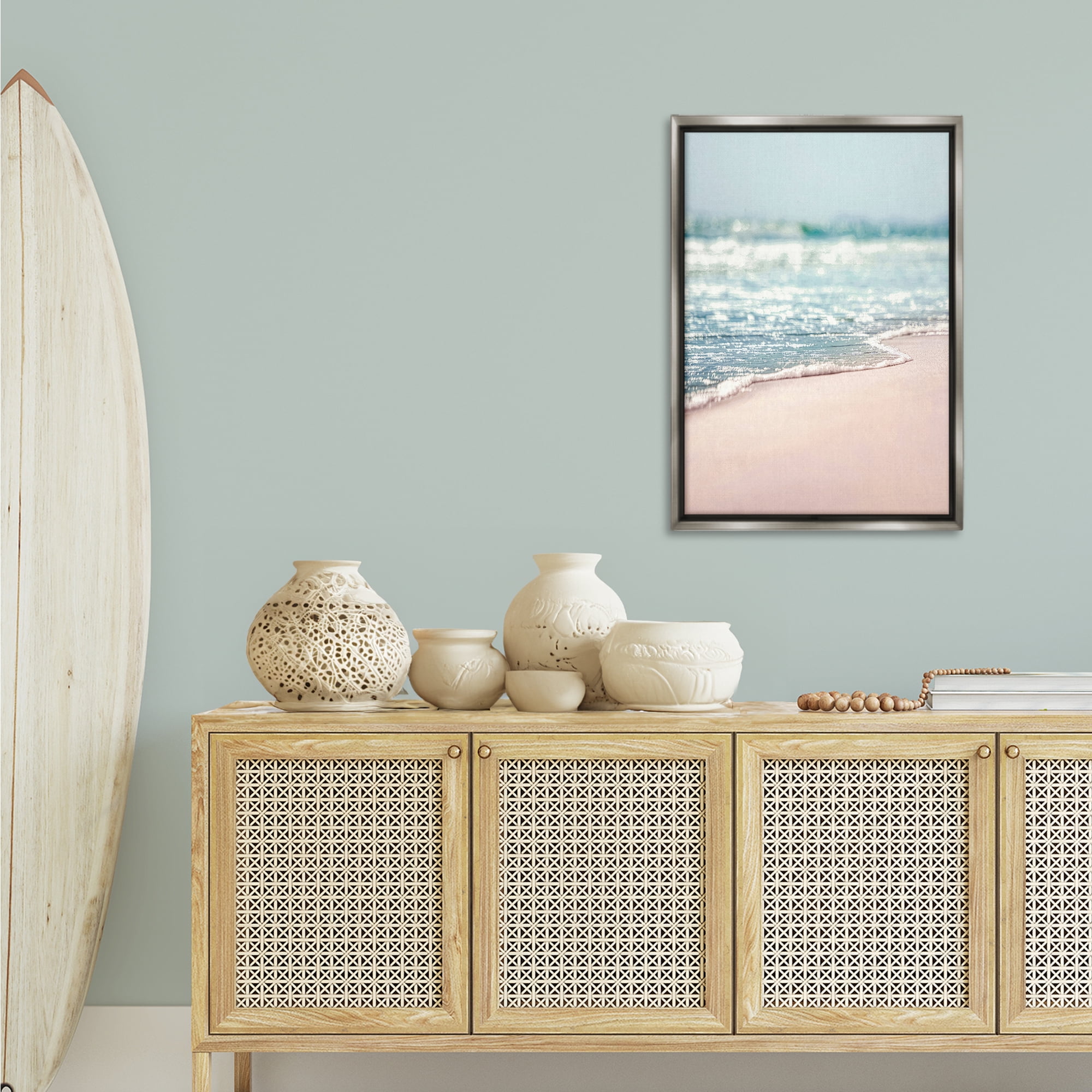 Stupell Industries California Summer Waves Nautical & Beach Photography Gray Floater Framed Canvas Art Print Wall Art, 21 x 31