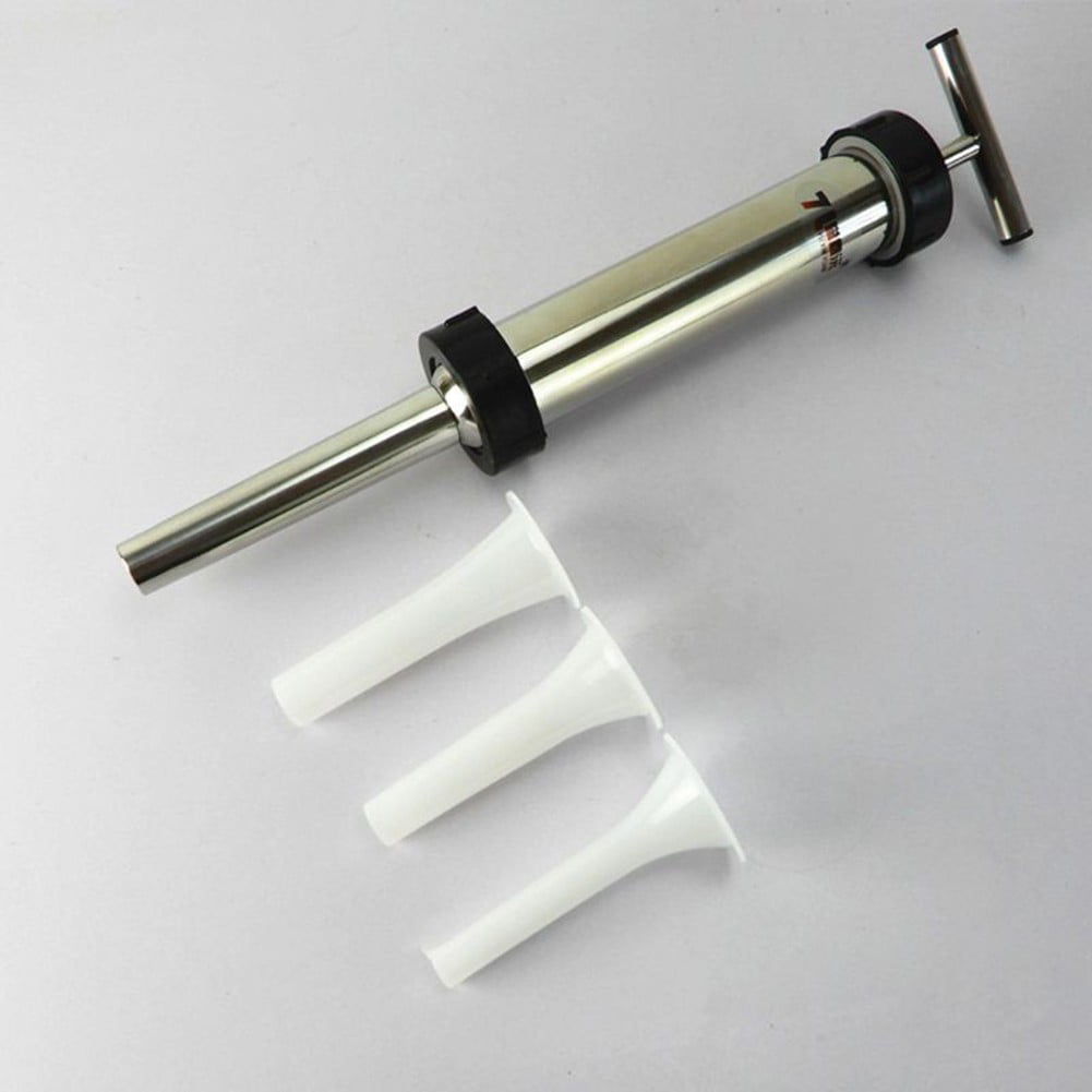 Stainless Steel Sausage Maker Meat Stuffer Syringe Filler Hand Operated Machine