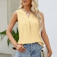 thumbnail image 6 of gakvbuo Summer Tank Tops For Women 2024 Eyelet Sleeveless V-Neck Hollow Out Tunic Tops Casual Pleated Tank Vests Blouses Shirts, 6 of 9