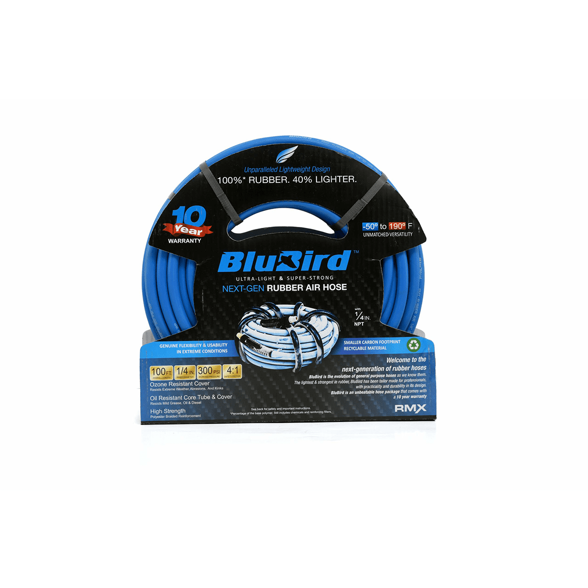 BluBird BB14100 Rubber Air Hose 1/4" x 100 ft