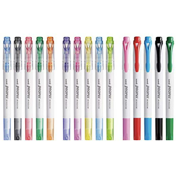Kikker wees gegroet Zakenman Mitsubishi Uni PROPUS WINDOW Highlighter 15 Colors set. Basic 5colors &  Light 5colors & Smoke 5 colors with Original pen case - Walmart.com